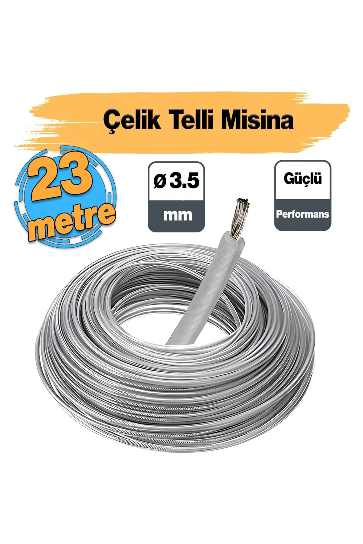 23 METRE Çelik Telli 3.5 mm Misina Motorlu Tırpan Yuvarlak Çim Ot