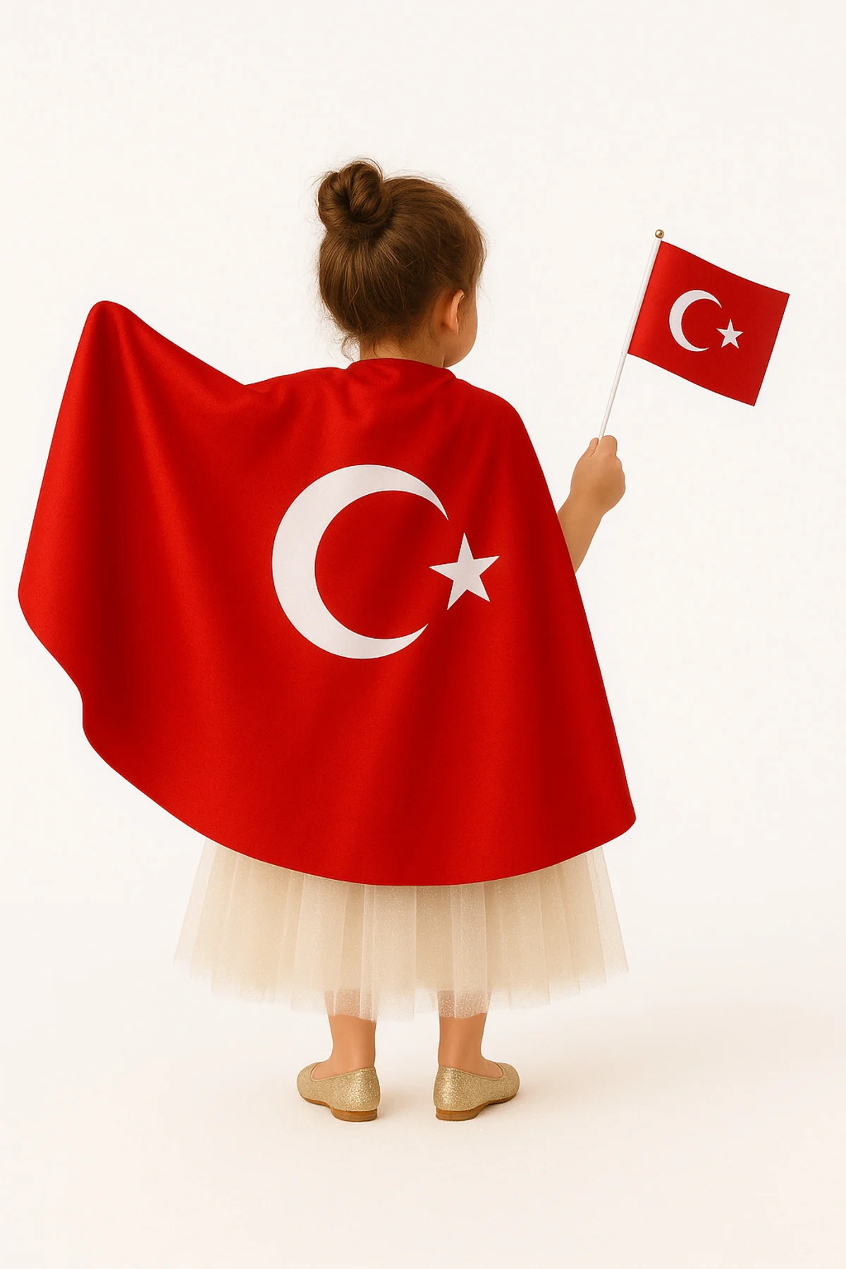 23 nisan ay yıldız türk bayraklı pelerin gösteri kostümü