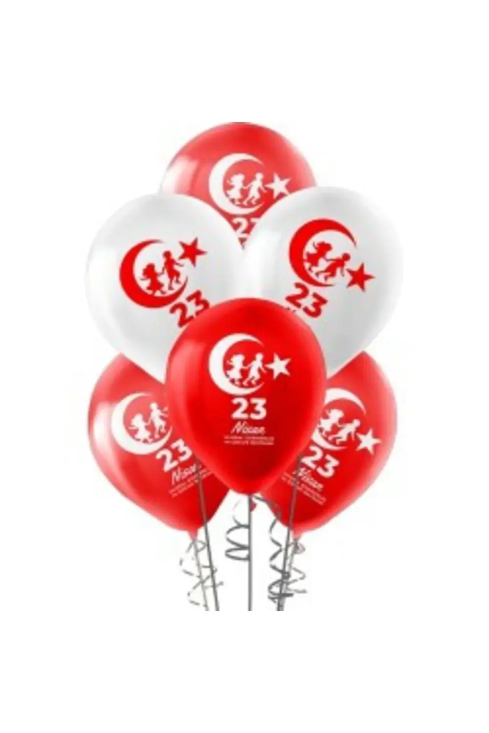 23 Ni?san Balon 12 Inç-30 Cm 100 Adet Kırmızı Ve Beyaz