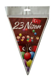 23 Nisan Çocuk Bayramı Üçgen ipli Flama Bayrak - 1 Adet