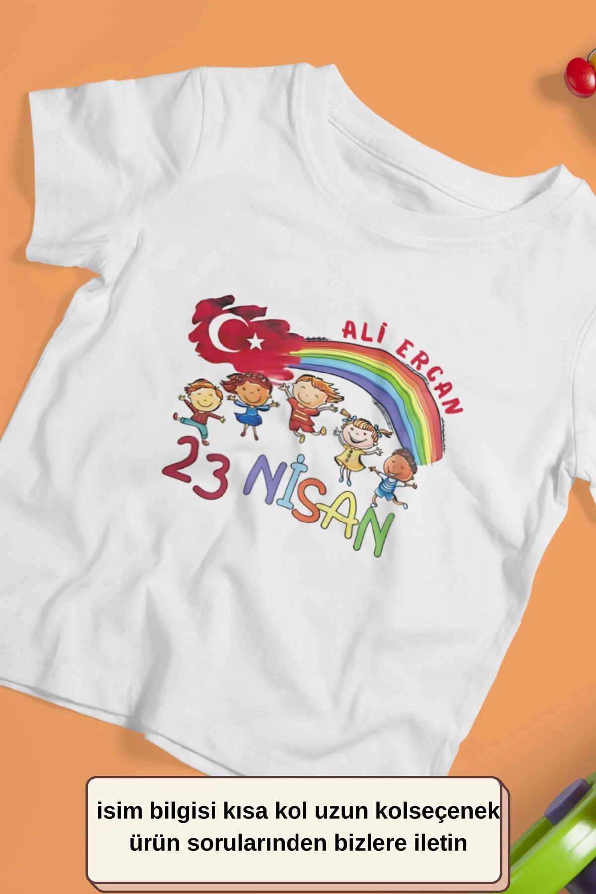 23 Nisan Çocuk bayramı Tasarımlı Unisex Çocuk Tişört - %100 Pamuklu Kumaş