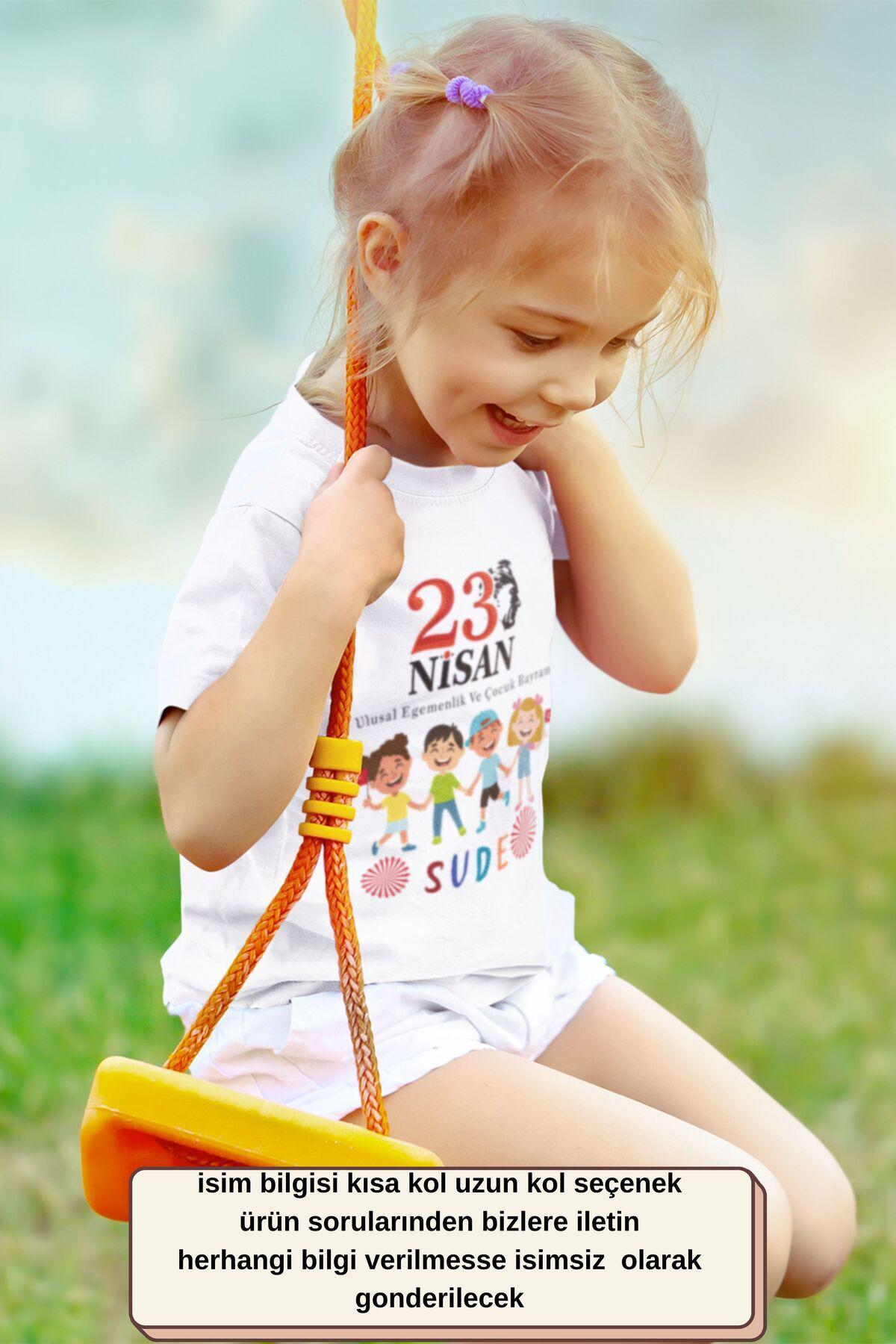 23 Nisan Çocuk bayramı Tasarımlı Unisex Çocuk Tişörtü - %100 Pamuklu Kumaş
