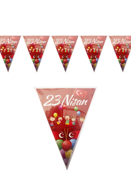 23 Nisan Çocuk Bayramı Üçgen ipli Flama Bayrak - 1 Adet