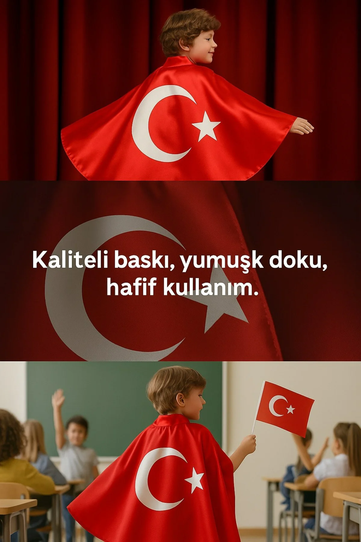 23 Nisan Kırmızı Ayyıldız Bayrak pelerin