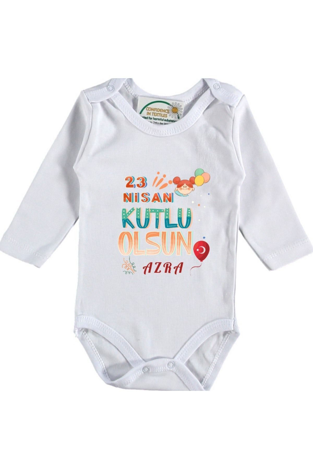 23 Nisan Kutlu Olsun Çocuk Bayramı Yazılı Bebek Zıbın