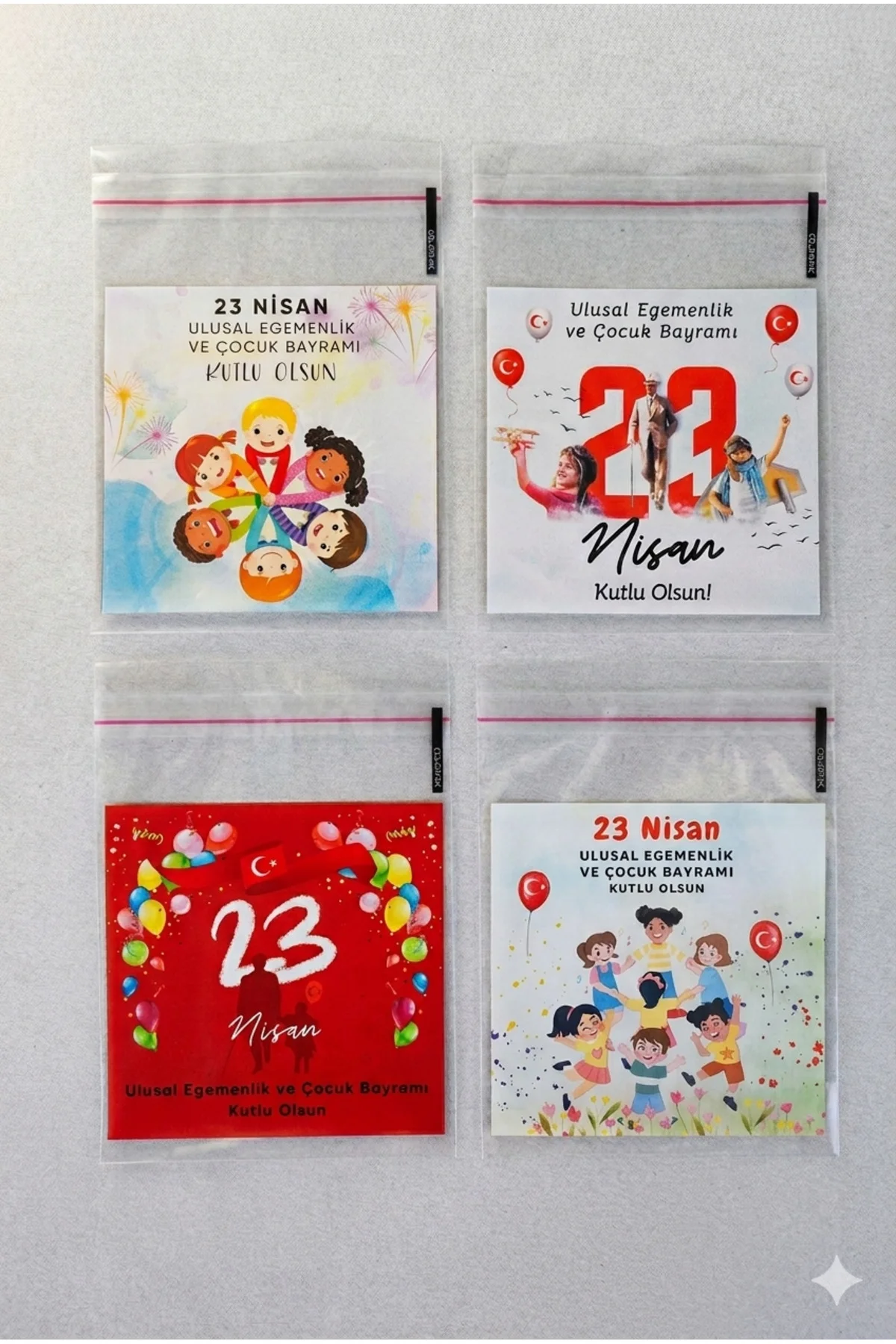 23 Nisan özel hediye ikram kesesi 15 adet Kendinden Yapışkanlı Şe