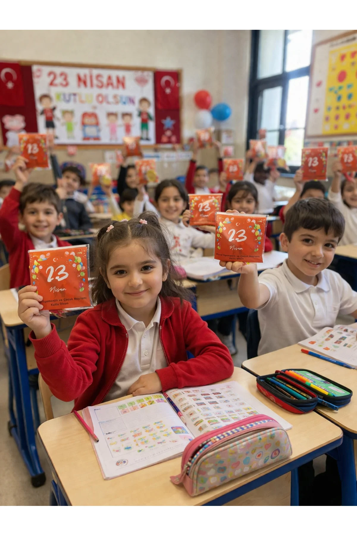 23 Nisan özel hediye ikram kesesi 15 adet Kendinden Yapışkanlı Şe