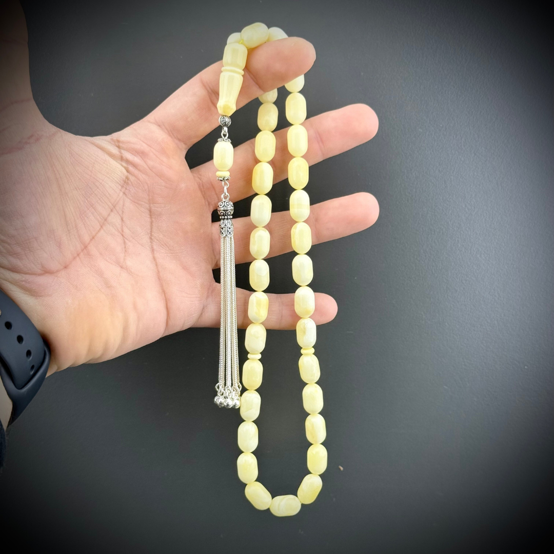 Muri Tesbih 23,6 Gr Rus Kaliningrad Damla 10,8 Gr 925 Ayar Gümüş Püskül Kapsü