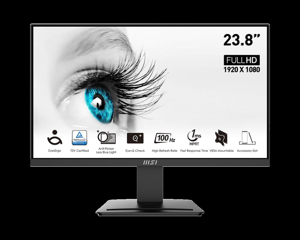 Msi 23.8 Pro Mp2412 1920X1080 (Fhd) Flat Va 100Hz 1Ms Anti-Glare Moni
