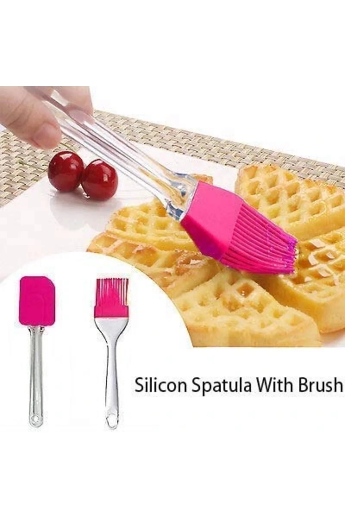 2'Li Silikon Pasta - Börek - Poğaça Yağ Fırçası Ve Spatula Seti - Görsel 2
