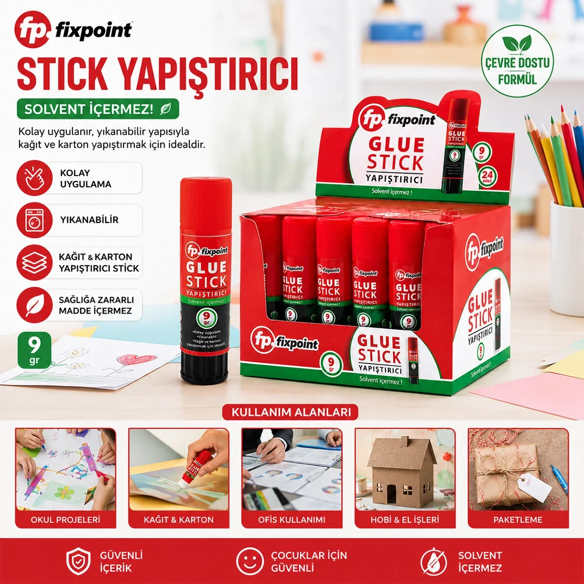 24 Adet 9gr Stıck Yapıştırıcı Solvent İçermez Yıkanabilir Kolay Uygulama Kağıt - Karton Yapıştırıcı Stick Bx40 Fiyatı, Yorumları ve Özellikleri
