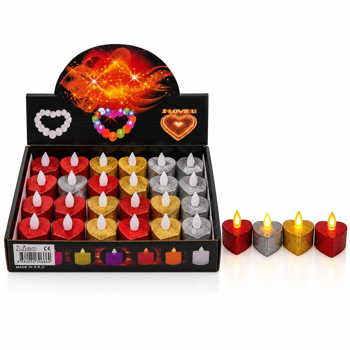 24 Adet Pilli Kalpli - Simli Renkli Led Mum Çap : 3.5CM Yükseklik : 4.2CM İ10-026
