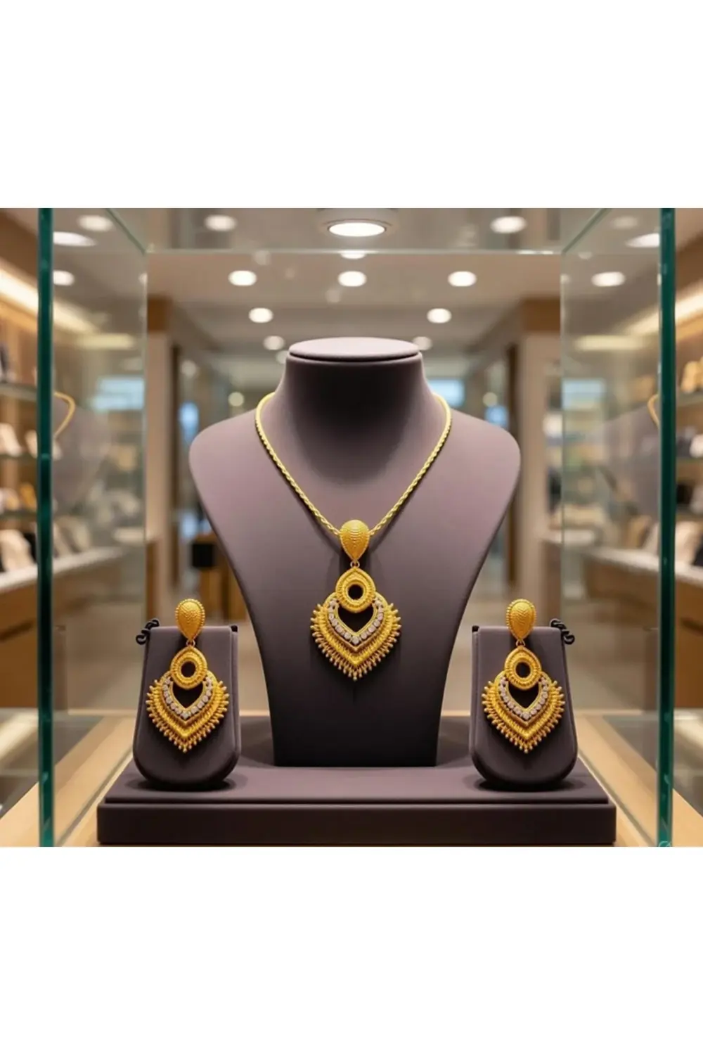 24 Ayar Altın Kaplamalı Kadınlar için şık kalp kolye ve küpe takı