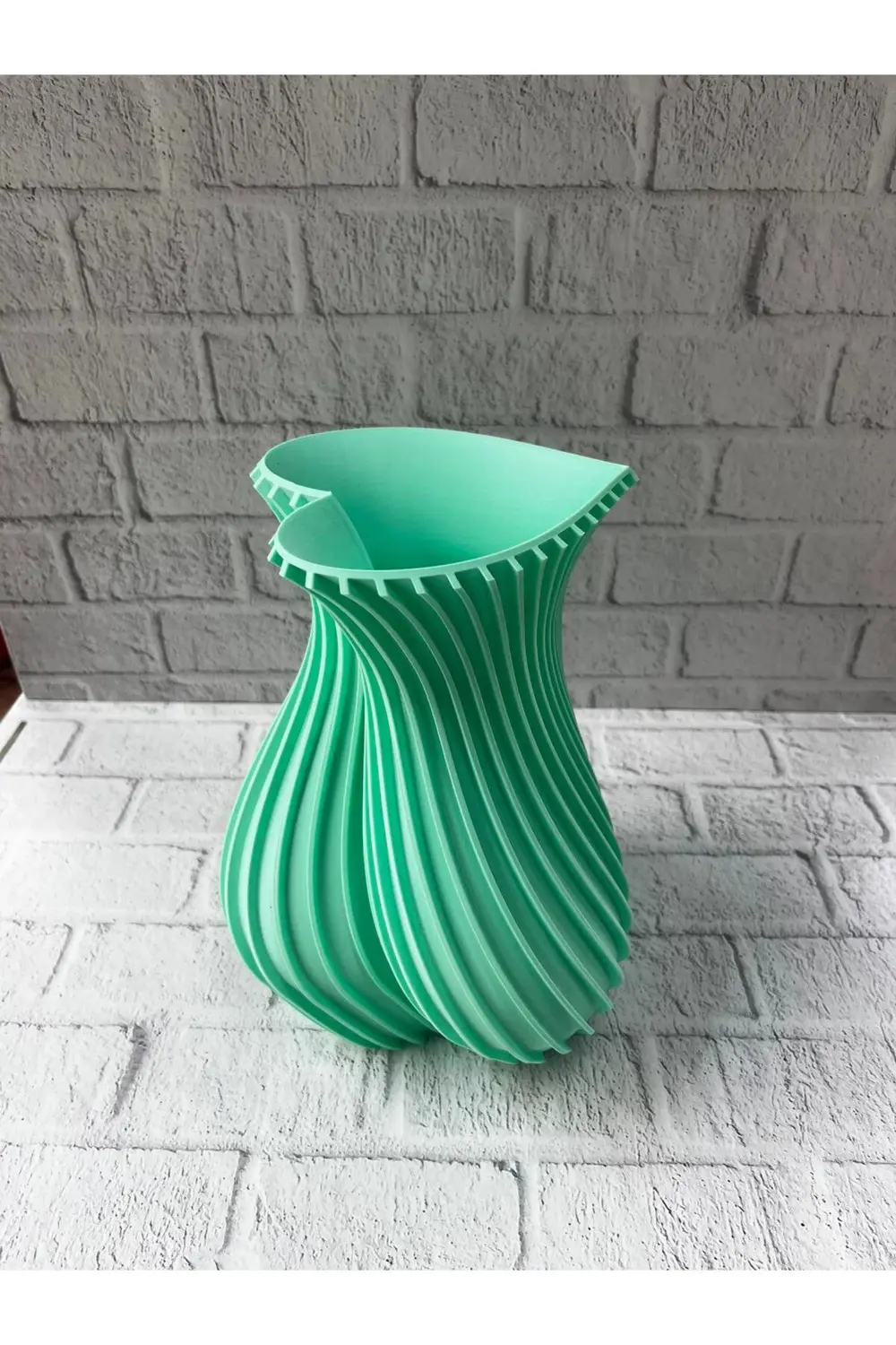 24 Cm Turkuaz Kalp Formlu Büyük Boy Vazo Es Dekor Ürünü