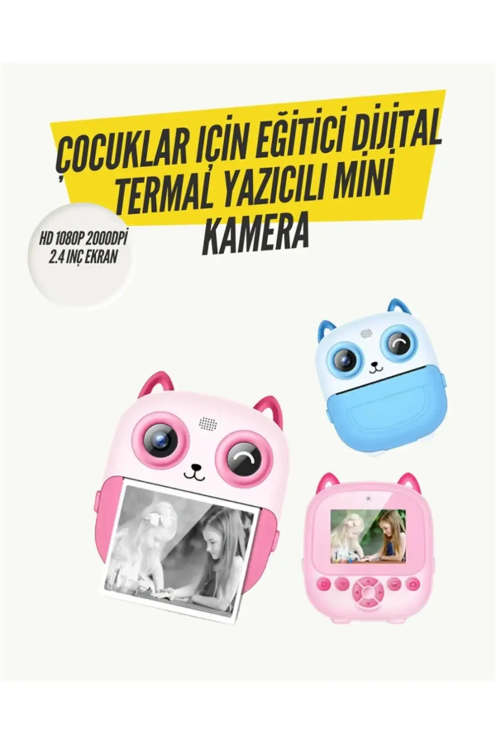 2.4” Ekranlı Mini Kamera – 1080p Kayıt + Mürekkepsiz Yazdırma