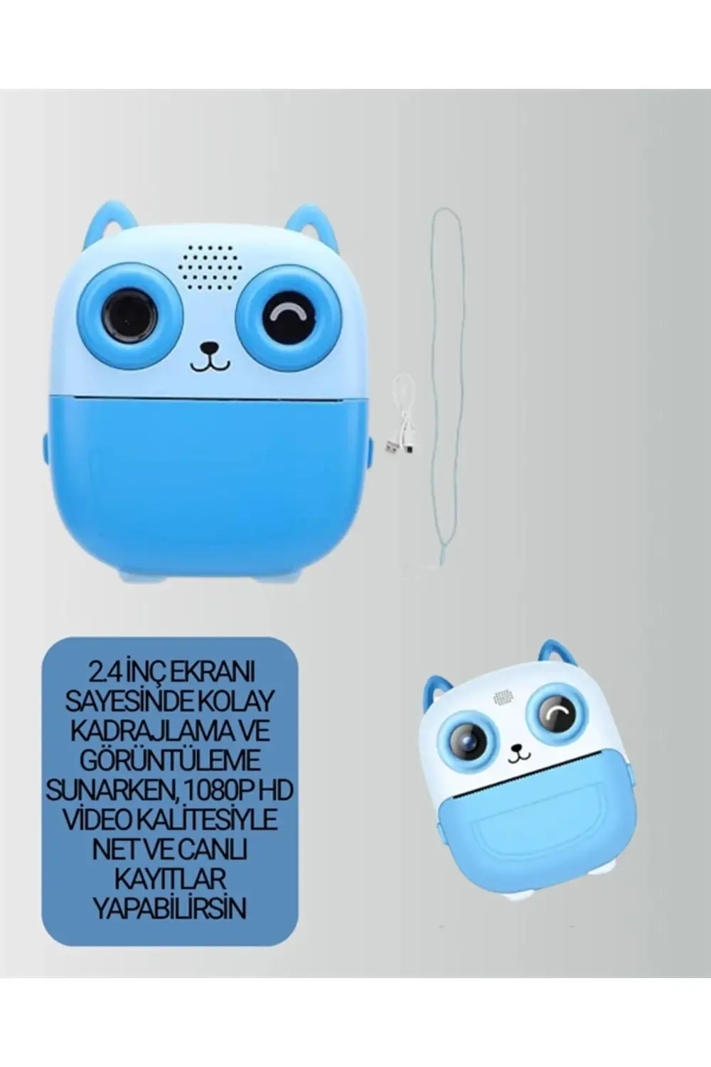 2.4” Ekranlı Mini Kamera – 1080p Kayıt + Mürekkepsiz Yazdırma