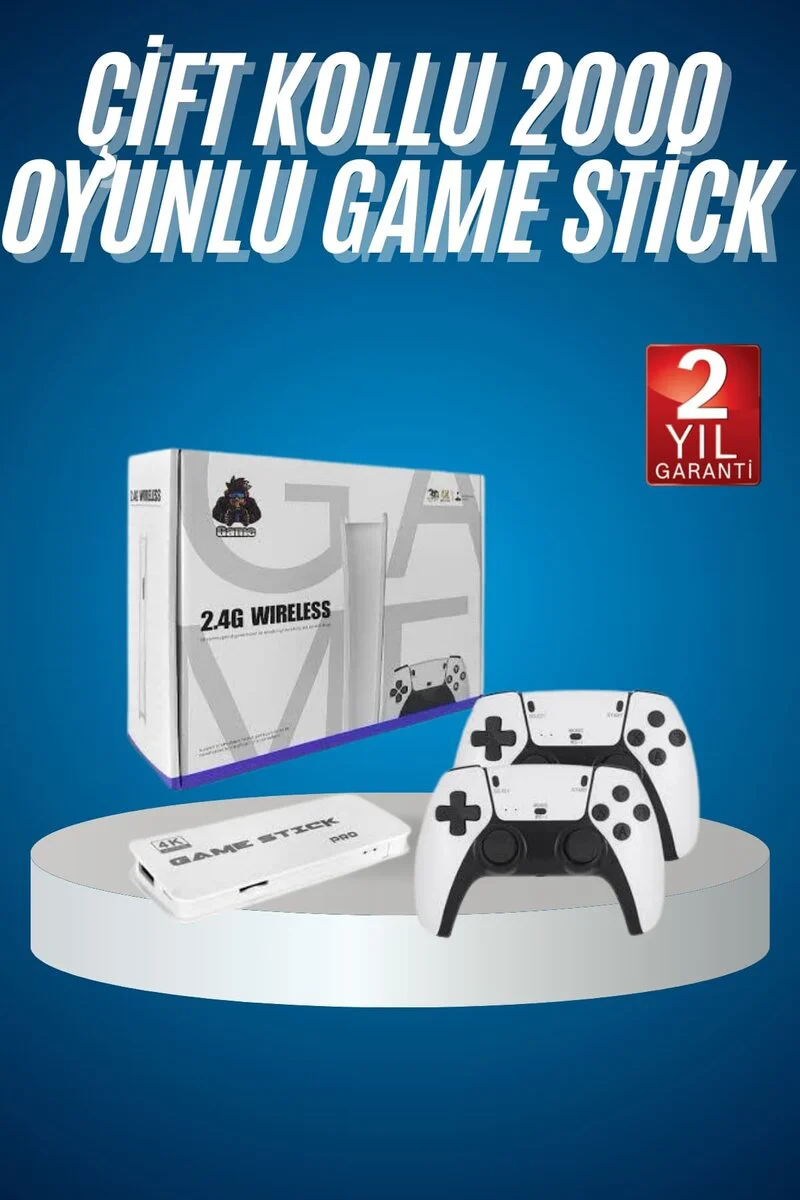 2.4 GHz Çift Konsol 4K Ultra HD Game Stick - Retro Oyun Deneyimi