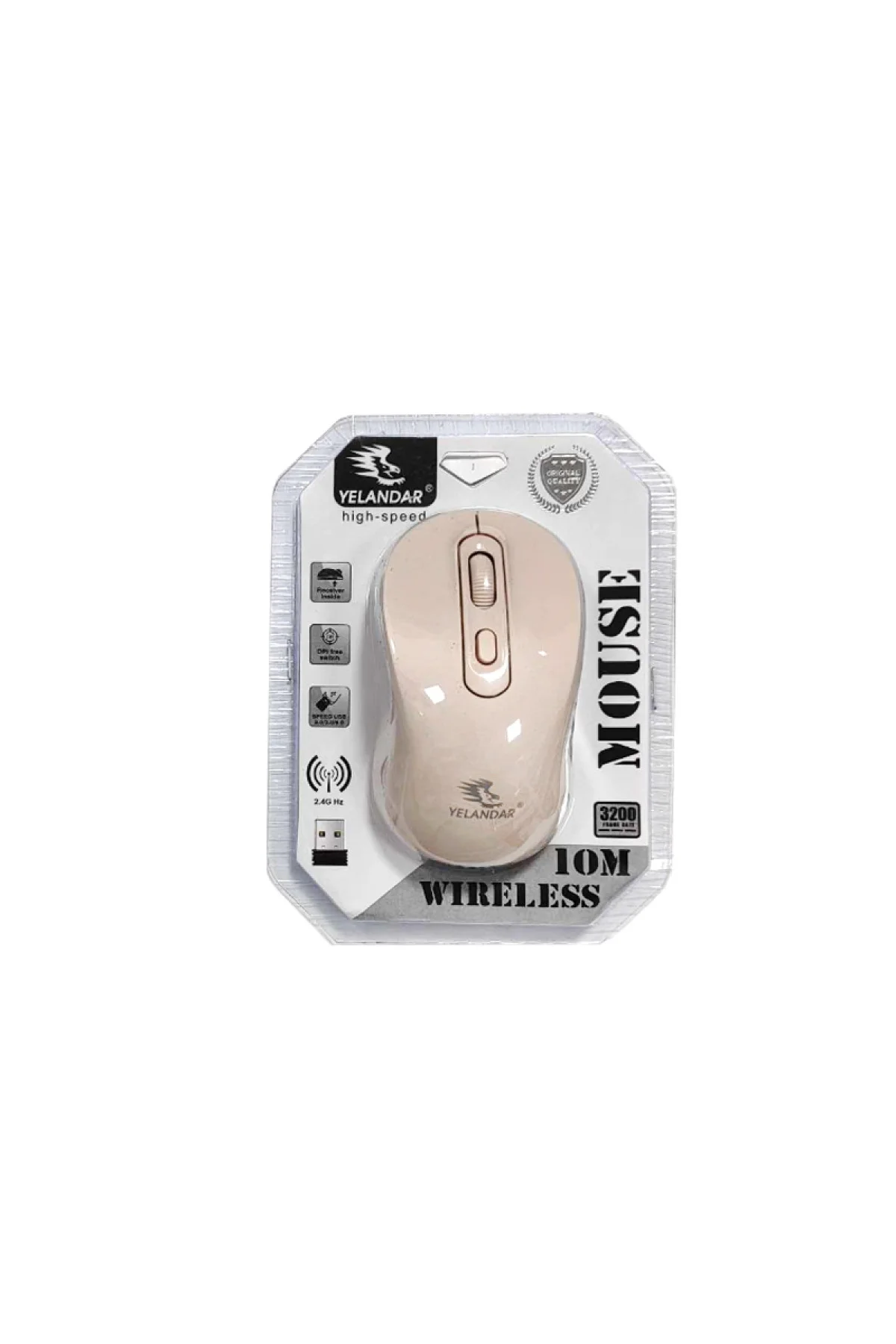 2.4 Ghz Kablosuz Bilgisayar Faresi - 4 Tuşlu Mouse (E-50) - Kablosuz Mouse Krem