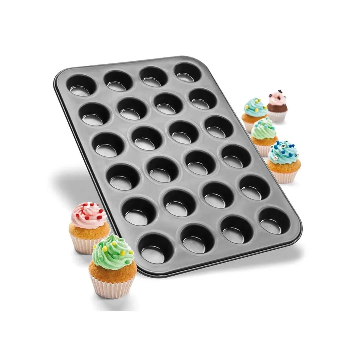 24 Gözlü Metal - Siyah Düz Muffin - Kek Kalıp 24 Gözlü Metal - Siyah Düz Muffin - Kek Kalıp