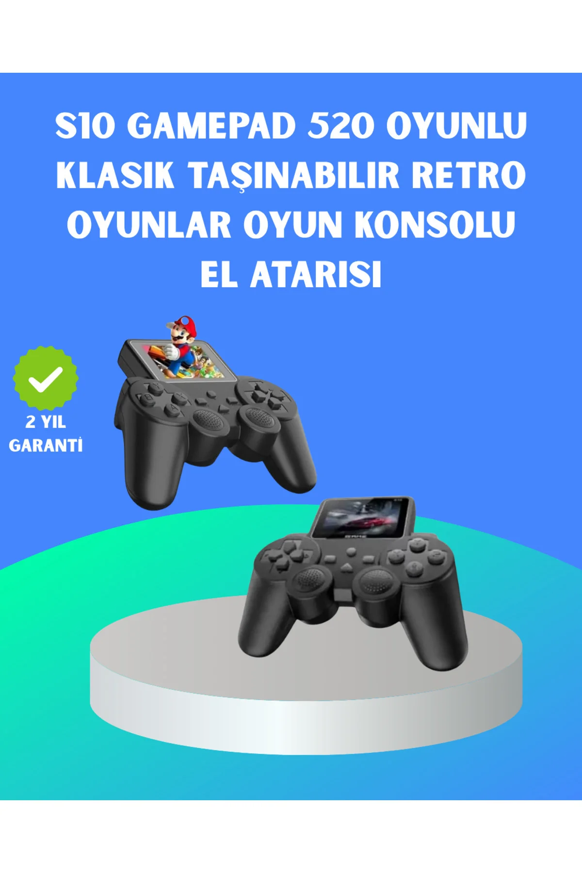 2.4 İnç HD Renkli Ekranlı 500-in-1 Taşınabilir Retro Oyun Konsolu