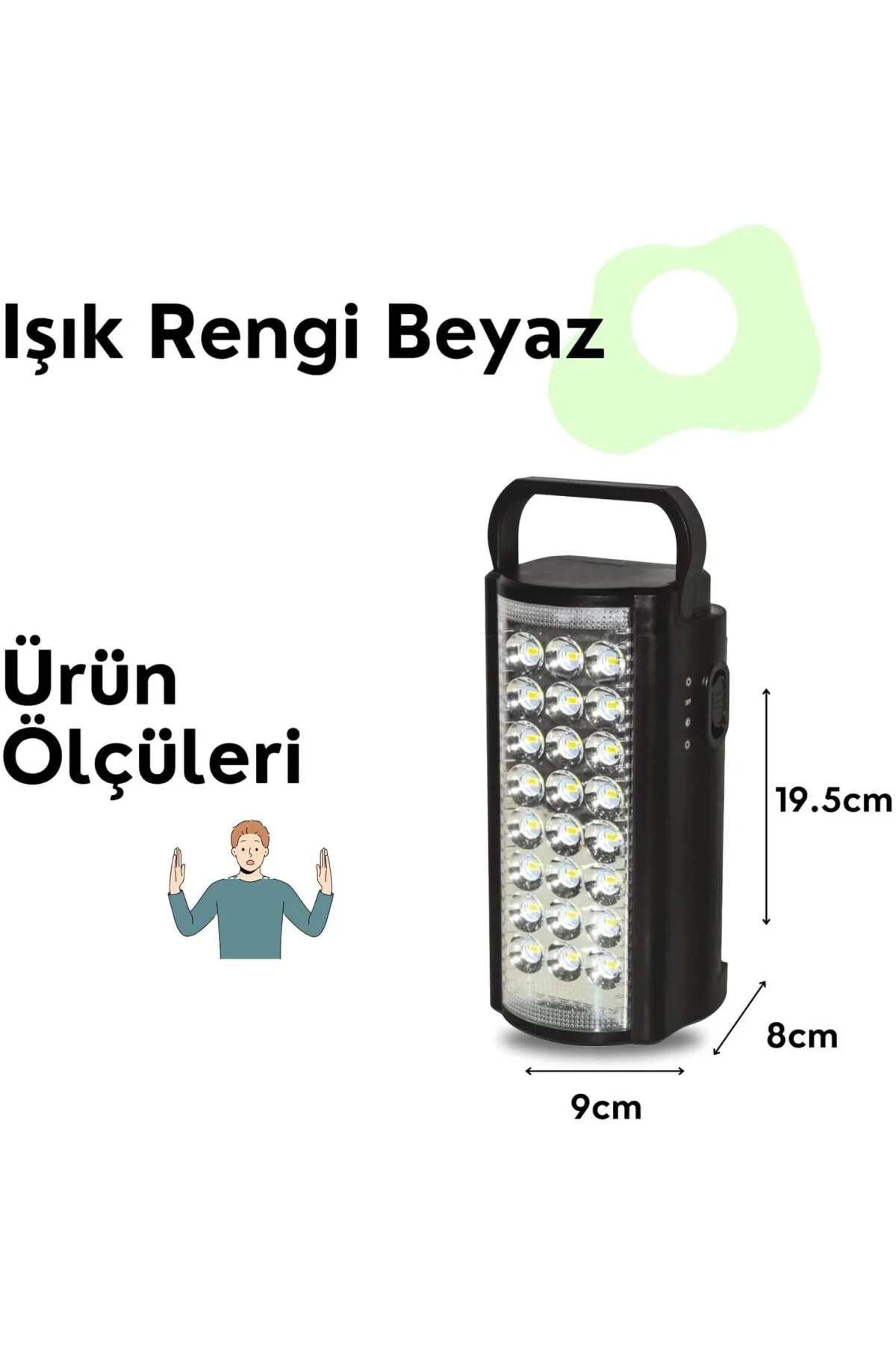 24 Ledli Taşınabilir Işıldak Kamp Feneri El Feneri - Siyah