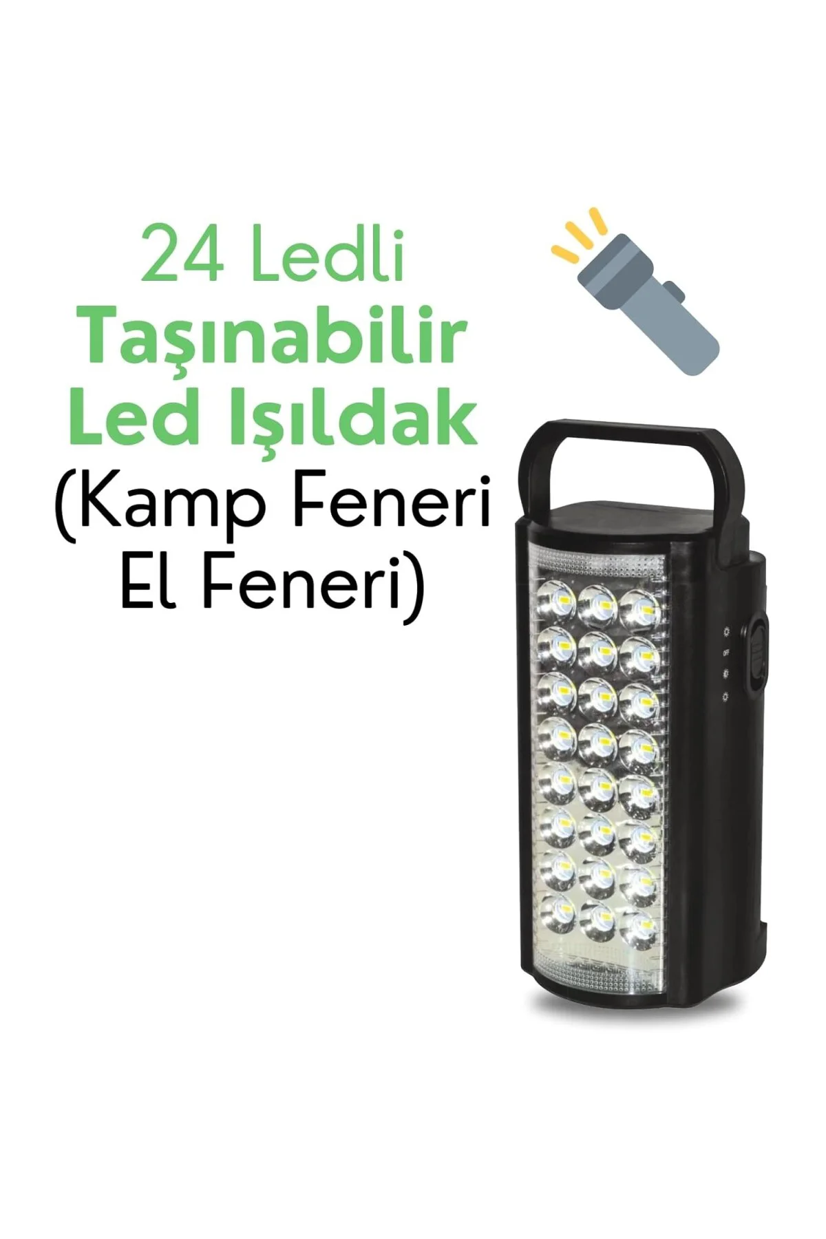 24 Ledli Taşınabilir Işıldak Kamp Feneri El Feneri - Siyah
