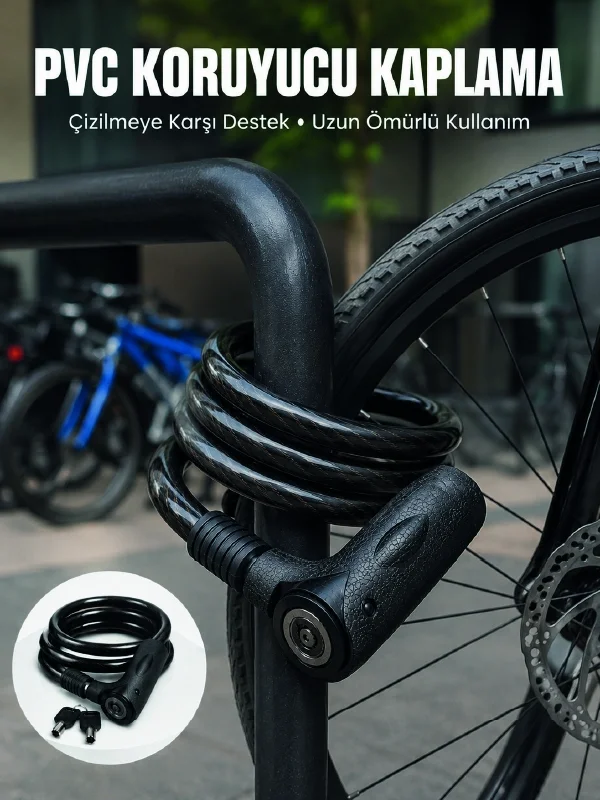 24 mm Kalın Çelik Halat ile Motosiklet ve Bisikletiniz İçin Güçlü Güvenlik 24 mm Kalın Çelik Halat ile Motosiklet ve Bisikletiniz İçin Güçlü Güvenlik