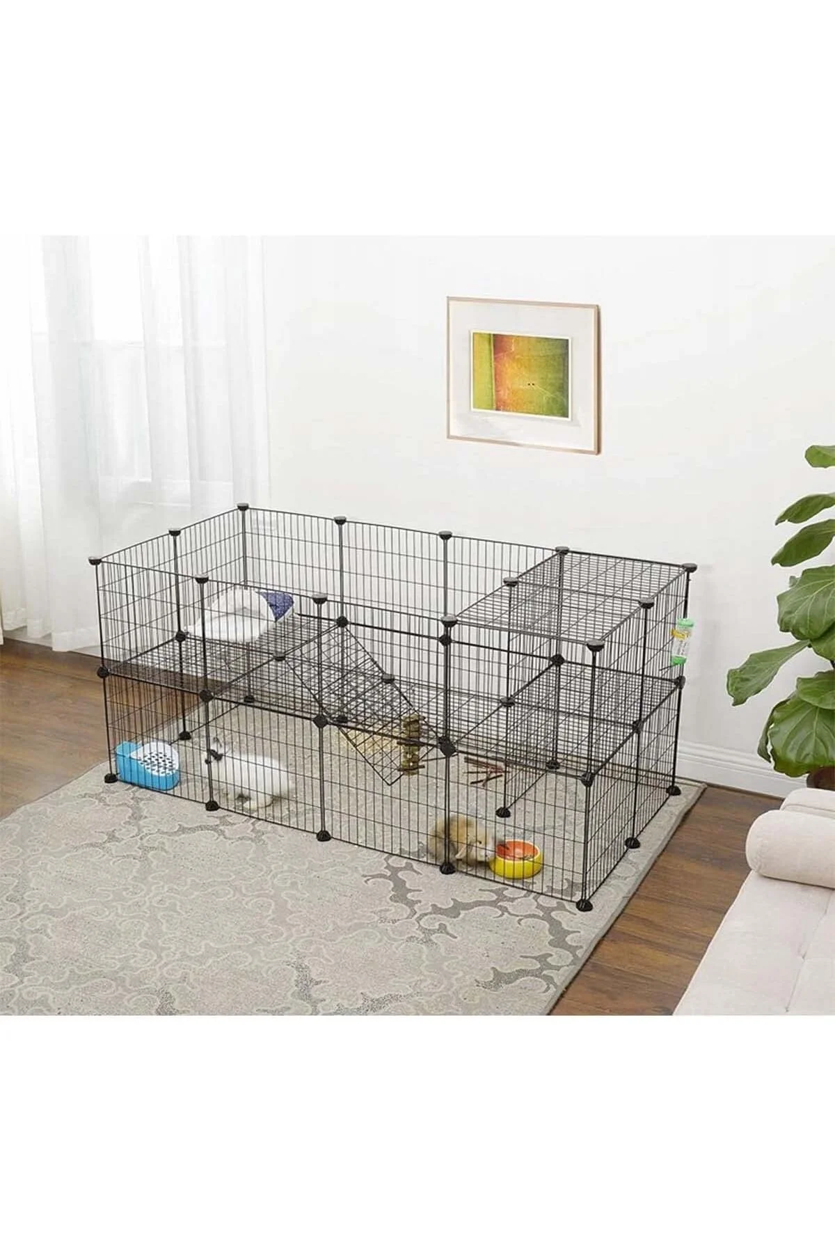 24 Panel Küçük Hayvan Kedi Köpek Kuş Evi Kafesi Oyun Parkı Portat