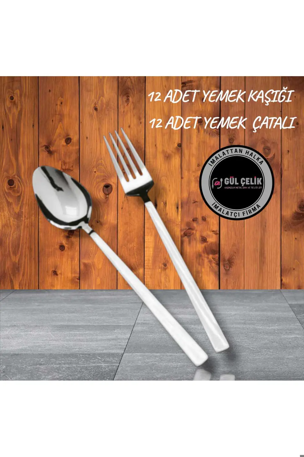 24 Parça 12 Kişilik Yemek Kaşığı 12 Kişilik Yemek Çatalı Seti Sad