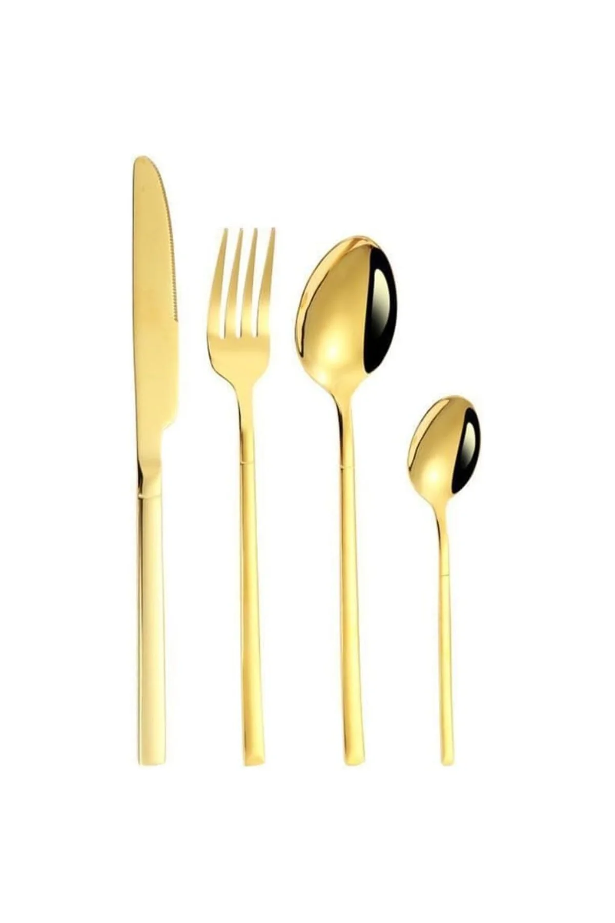 24 Parça 6 Kişilik Gold Çelik Yemek Kaşık Çatal Bıçak Set cin739s