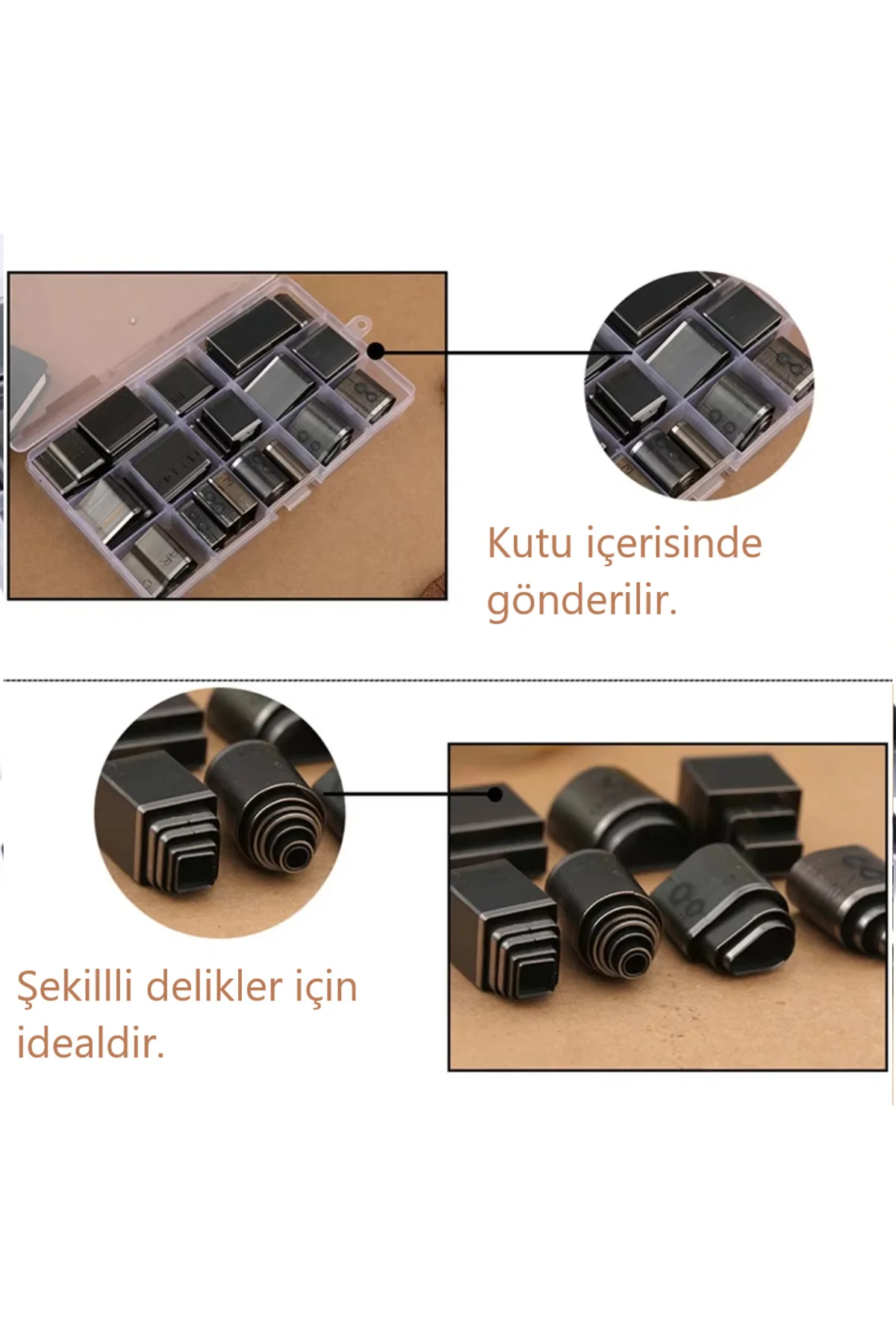 24 Parça Şekilli Delici, Deri Desen çizici, Oval Yuvarlak Kare De