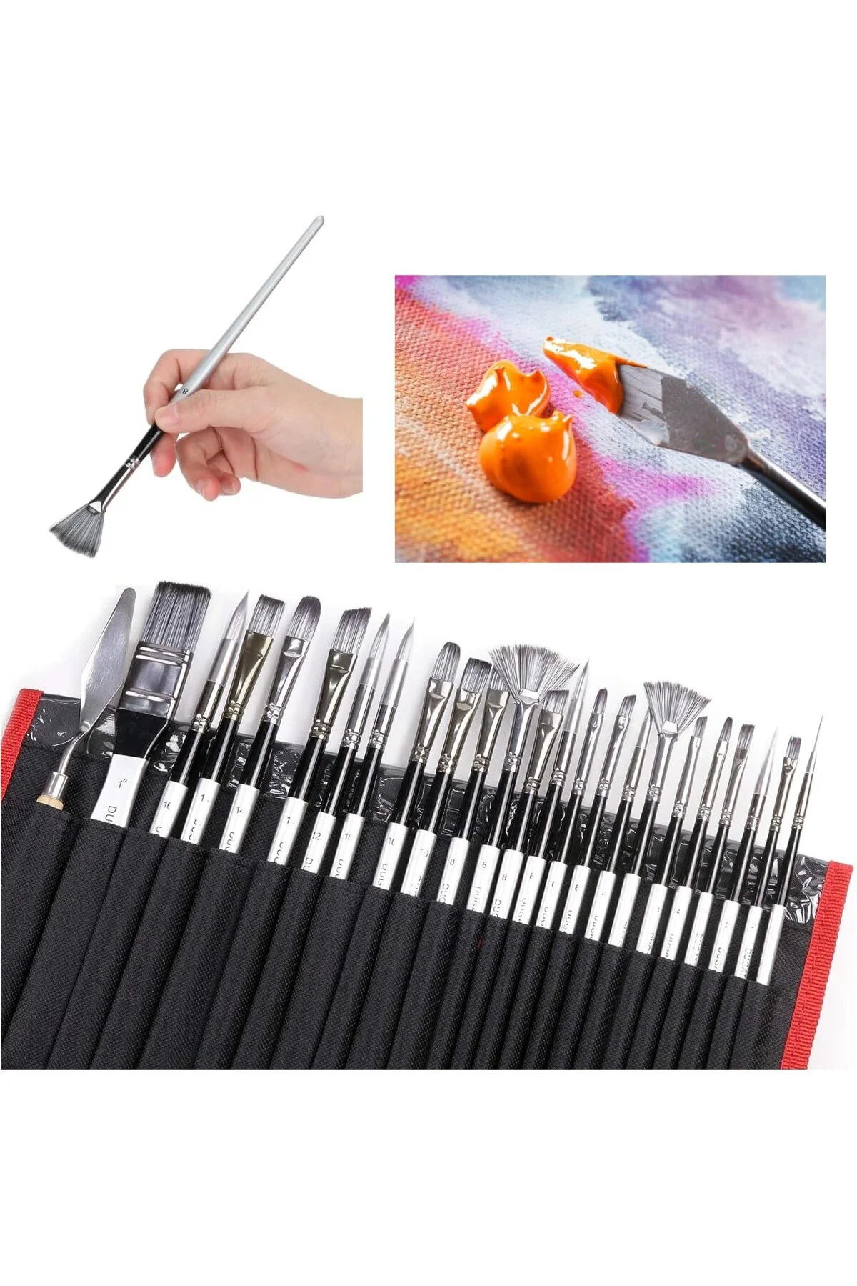 24 Parça Siyah Çantalı Sanat Fırçası Seti