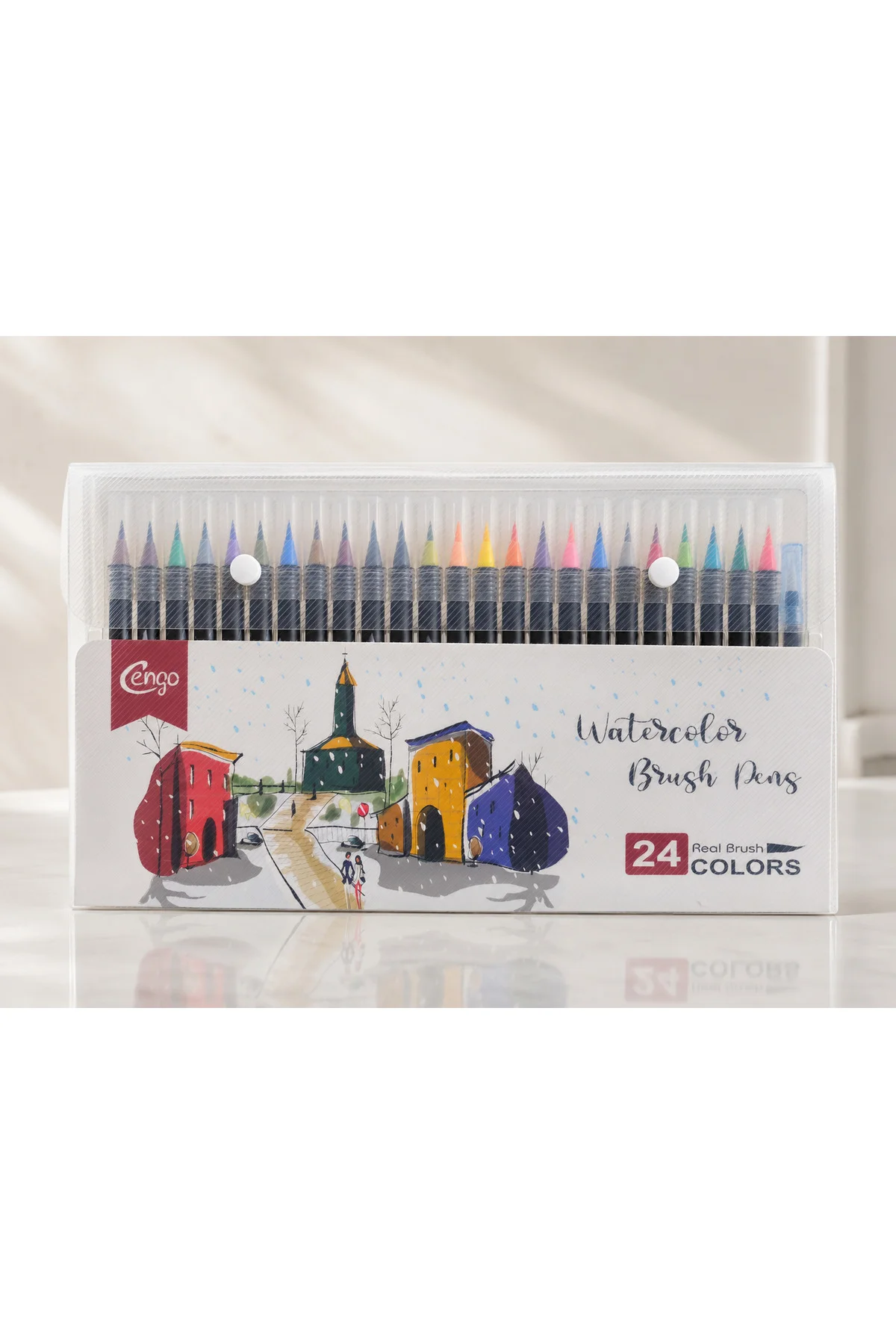 24 Renk Sulu Boya Fırça Kalemi Seti – Watercolor Brush Pens, Su Hazneli Fırça Kalemli 24 Renk Sulu Boya Fırça Kalemi Seti – Watercolor Brush Pens, Su Hazneli Fırça Kalemli