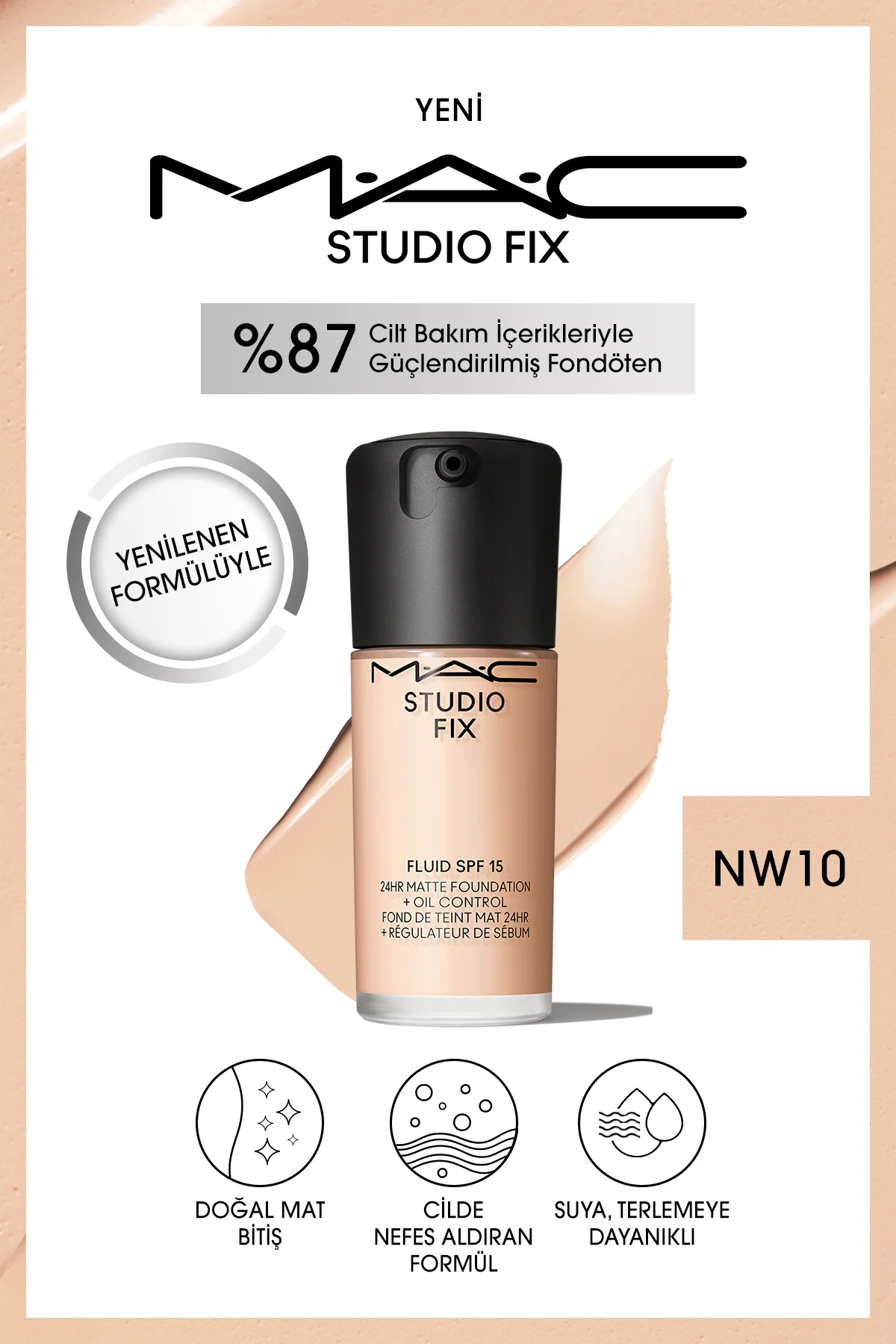 24 Saate Kadar Kalıcı Mat Fondöten - Studio Fix Fluid Spf15 - Ren