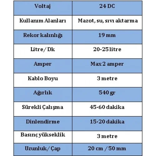 24 VOLT DÜZEY MAZOT POMPASI BÜYÜK  (ALÜMİNYUM)