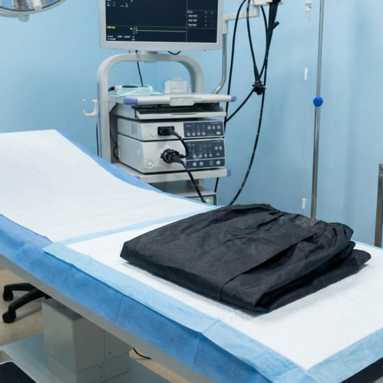 240 Adet Battal Boy Kapaklı Hasta Muayene Kolonoskobi Siyah Tela 