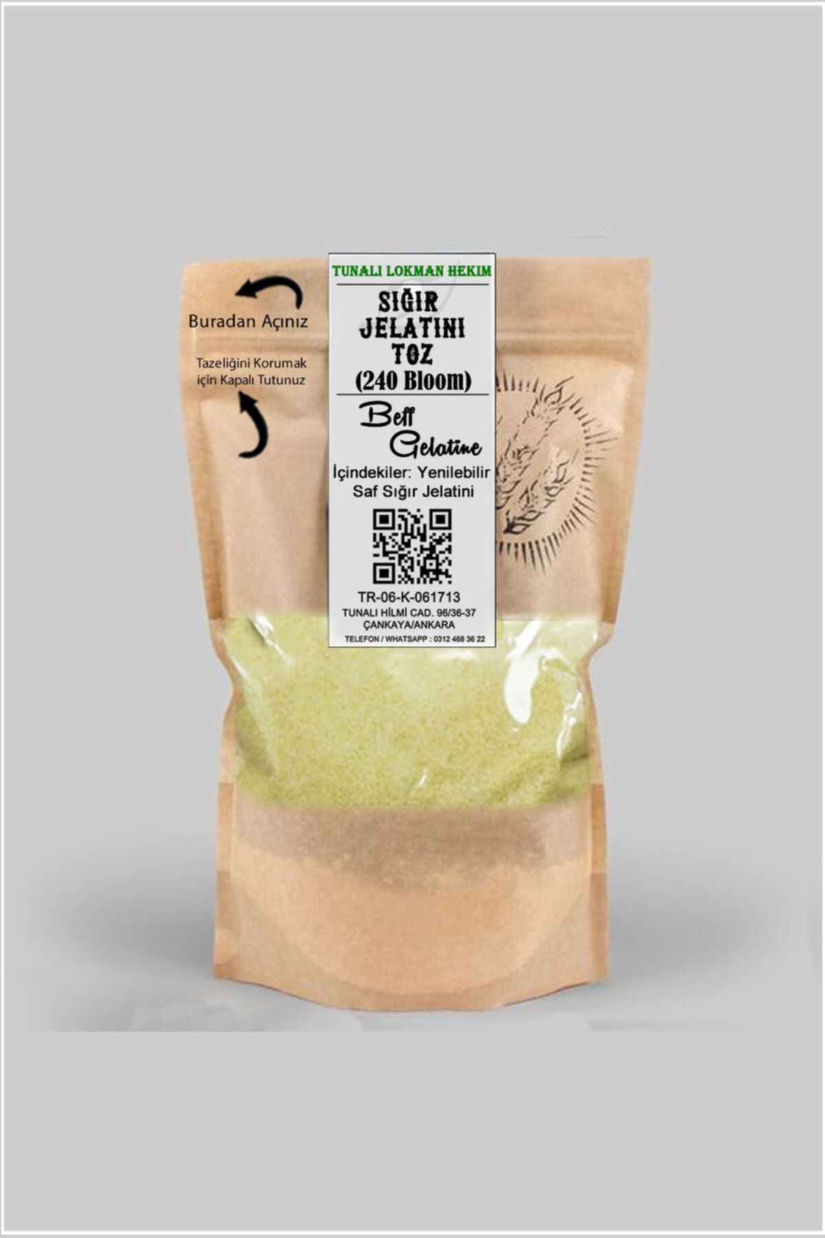 240 Bloom Yenilebilir Toz Jelatin (sığır Jelatini) 100 Gr