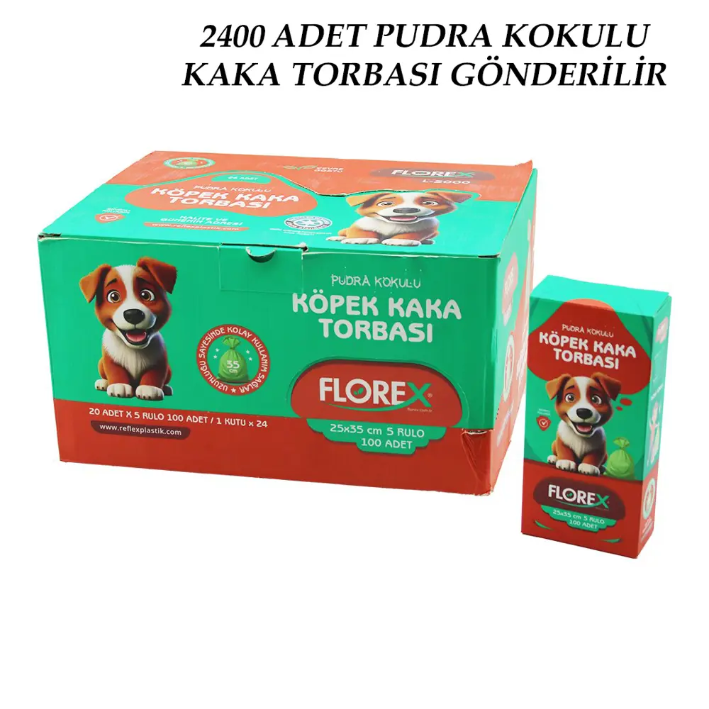 2400 ADET = 1 KOLİ KÖPEK - EVCİL HAYVAN KAKA TORBASI PUDRA KOKULU