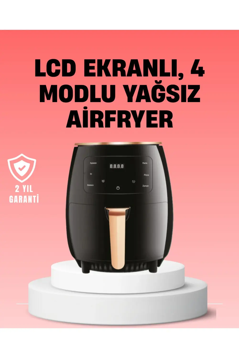 2400W Güçlü Airfryer 6L Yağsız Sağlıklı Pişirici LCD Dokunmatik