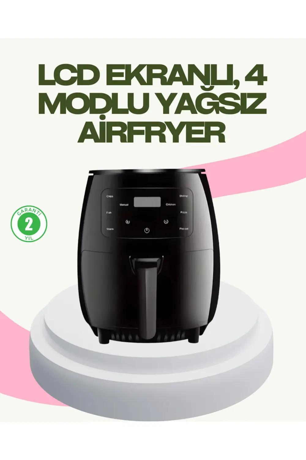 2400W Güçlü Airfryer 6L Yapışmaz Hazne Bulaşık Makinesi Uyumlu