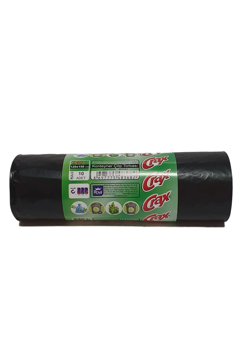 240'lik Konteyner Hantal Boy Çöp Torbası Siyah 10'lu (12 RULO)