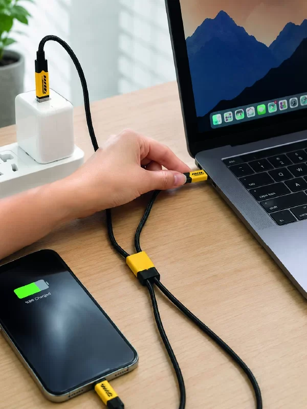 240W 3'ü 1 Arada Hızlı Şarj Kablosu USB Type-C Lightning Micro USB - Tüm Cihazlarınız İçin