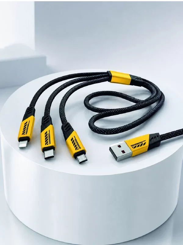 240W 3'ü 1 Arada Hızlı Şarj Kablosu USB Type-C Lightning Micro USB - Tüm Cihazlarınız İçin