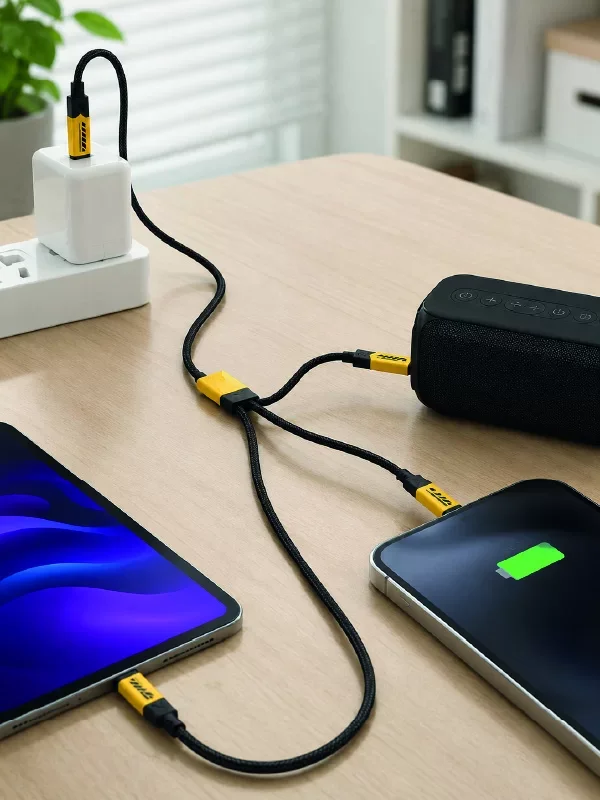 240W 3'ü 1 Arada Hızlı Şarj Kablosu USB Type-C Lightning Micro USB - Tüm Cihazlarınız İçin