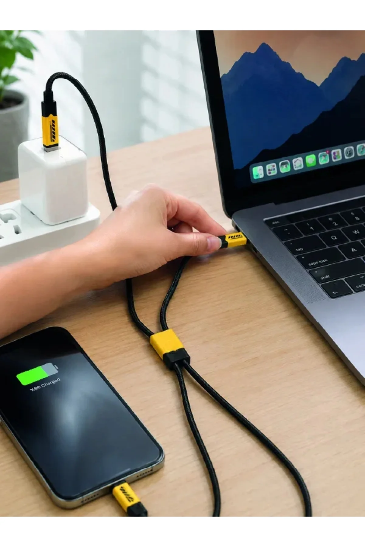 240W Çoklu Şarj Kablosu Type-C Lightning Micro USB Örgü Kablo 240W Çoklu Şarj Kablosu Type-C Lightning Micro USB Örgü Kablo