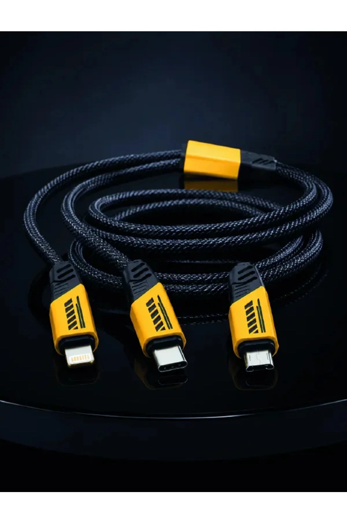 240W Çoklu Şarj Kablosu Type-C Lightning Micro USB Örgü Kablo 240W Çoklu Şarj Kablosu Type-C Lightning Micro USB Örgü Kablo
