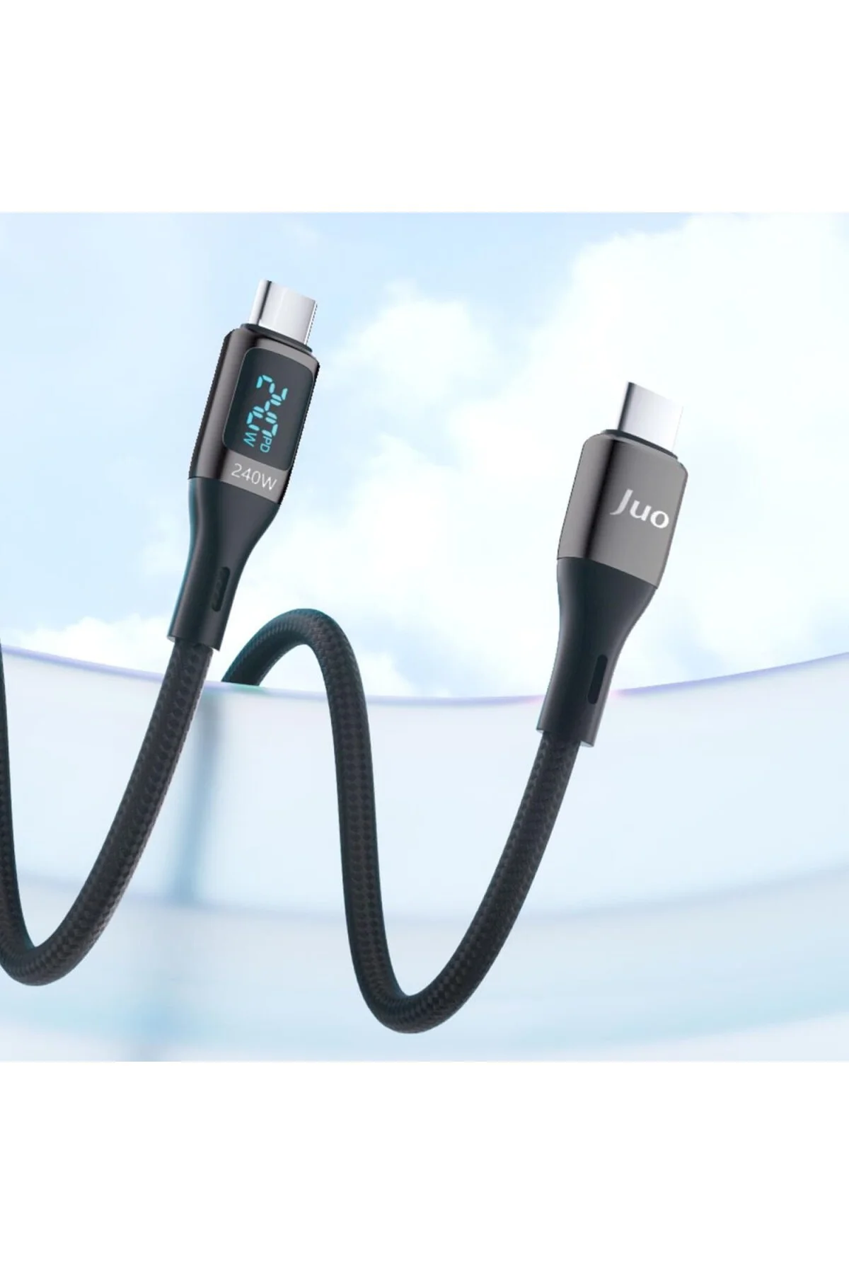 240W Dijital Led Ekranlı E-Mark Çipli PD 3.1 USB Type-C to Type-C Hızlı Şarj ve Data