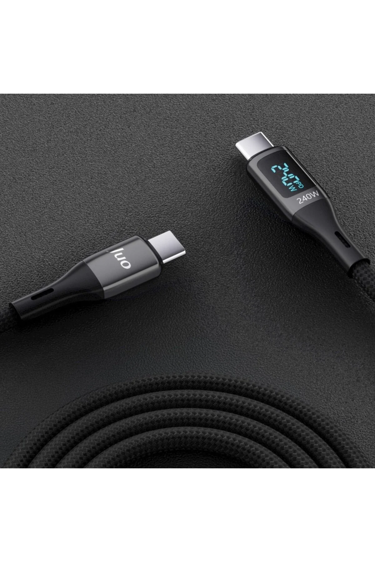 240W Dijital Led Ekranlı E-Mark Çipli PD 3.1 USB Type-C to Type-C Hızlı Şarj ve Data