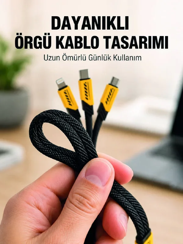 240W PD USB 3'ü 1 Arada Çoklu Şarj Kablosu - Şarj Problemlerine Son
