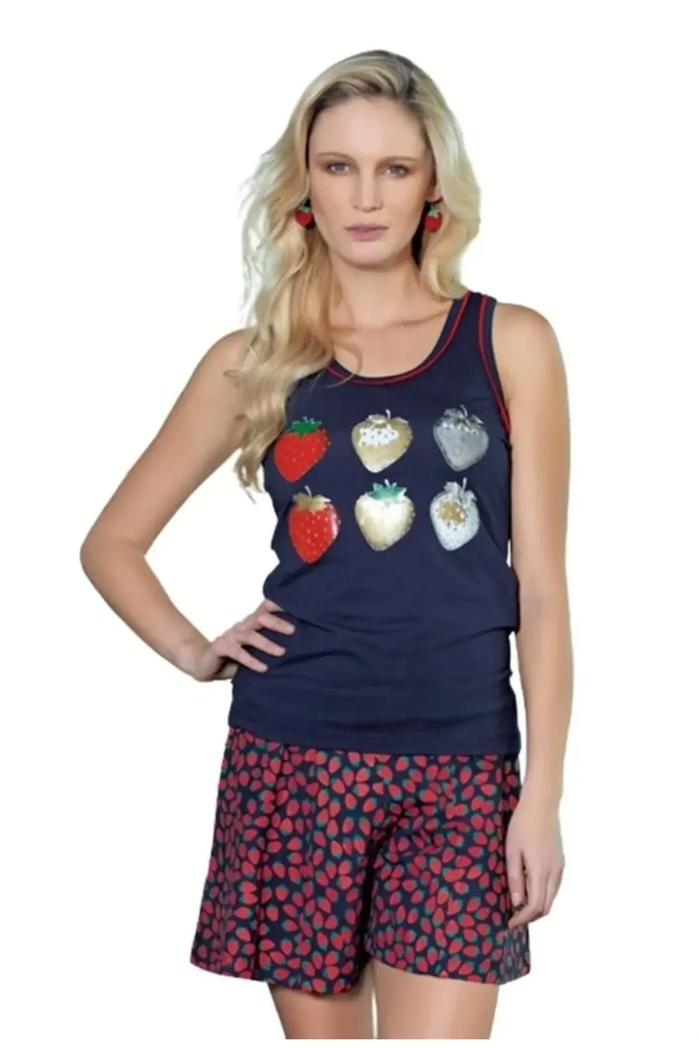 2490 Berrak Çilekli Şortlu Takım